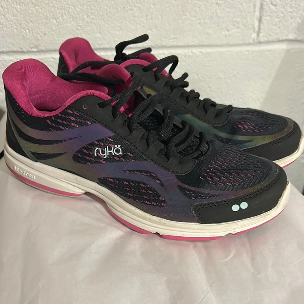 Like new. Ryka Black and Pink Athletic Shoes with Mesh Upper